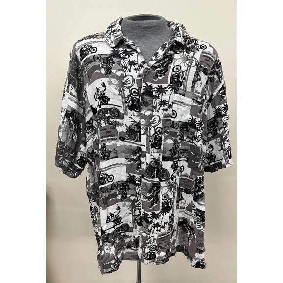 Panama Jack Motorcycle Club Hawaiian Short Sleeve Button Down Men's Shirt 3XL FS - Picture 1 of 10